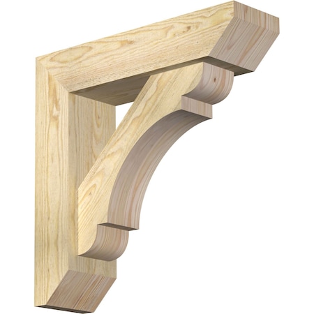Ekena Millwork Olympic Slat Rough Sawn Bracket w/ Offset Brace, Douglas Fir, 6"W x 22"D x 22"H BKT0604X22X22OLY06RDF